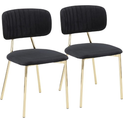 Bouton Dining Chair in Black Velvet & Gold Metal (Set of 2)